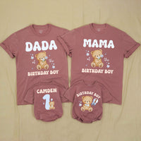 Custom Beary First Birthday Outfit for Baby Boy, Matching Family Shirts with Cute Teddy Bear Design, Soft Cotton Romper and Tees