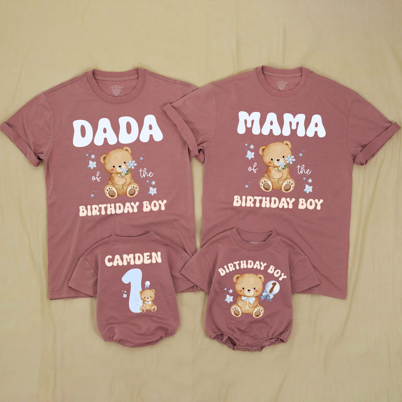 Custom Beary First Birthday Outfit for Baby Boy, Matching Family Shirts with Cute Teddy Bear Design, Soft Cotton Romper and Tees