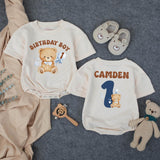 Custom Beary First Birthday Outfit for Baby Boy, Matching Family Shirts with Cute Teddy Bear Design, Soft Cotton Romper and Tees