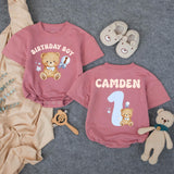 Custom Beary First Birthday Outfit for Baby Boy, Matching Family Shirts with Cute Teddy Bear Design, Soft Cotton Romper and Tees