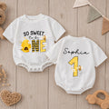 Custom Bee One Baby Girl Romper, So Sweet to Be 1st Birthday Cake Smash Outfit, Soft Cotton Short or Long Sleeve for Springtime Wear