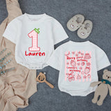 Custom Berry First Birthday Romper for Baby Girl - Soft Cotton Outfit with Strawberry Motifs, Perfect for Cake Smash & Milestone Photos