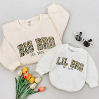 Custom Big Bro & Lil Bro Camouflage Sweatshirts, Matching Family Outfits for Baby & Kids, Soft Cotton, Perfect for Photos & Gifting