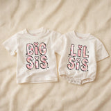 Custom Big Sis Lil Sis Matching Shirts & Baby Romper, Soft Cotton Family Outfit for Siblings, Perfect for Photos, Birthdays & Gifting