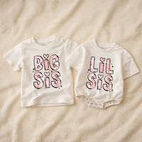 Custom Big Sis Lil Sis Matching Shirts & Baby Romper, Soft Cotton Family Outfit for Siblings, Perfect for Photos, Birthdays & Gifting