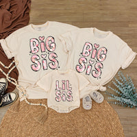 Custom Big Sis Lil Sis Matching Shirts & Baby Romper, Soft Cotton Family Outfit for Siblings, Perfect for Photos, Birthdays & Gifting