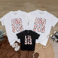 Custom Big Sis Lil Sis Matching Shirts & Baby Romper, Soft Cotton Family Outfit for Siblings, Perfect for Photos, Birthdays & Gifting