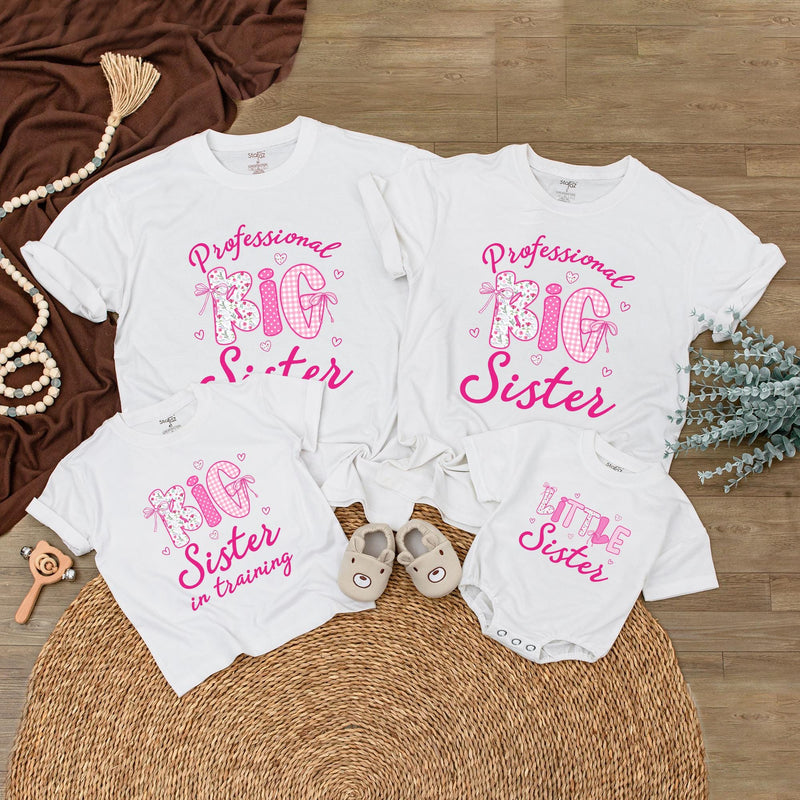 Custom Big Sister Little Sister Matching Shirts for Kids & Babies, Soft Cotton Long Sleeve Rompers, Pregnancy Reveal Outfit, Gift Idea
