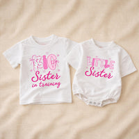 Custom Big Sister Little Sister Matching Shirts for Kids & Babies, Soft Cotton Long Sleeve Rompers, Pregnancy Reveal Outfit, Gift Idea