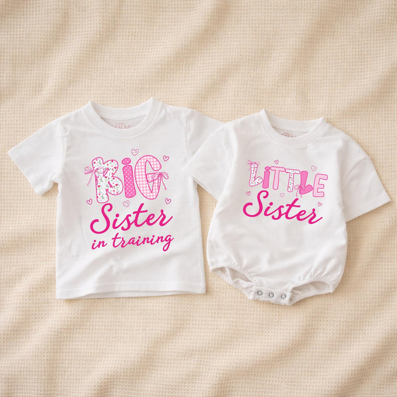 Custom Big Sister Little Sister Matching Shirts for Kids & Babies, Soft Cotton Long Sleeve Rompers, Pregnancy Reveal Outfit, Gift Idea