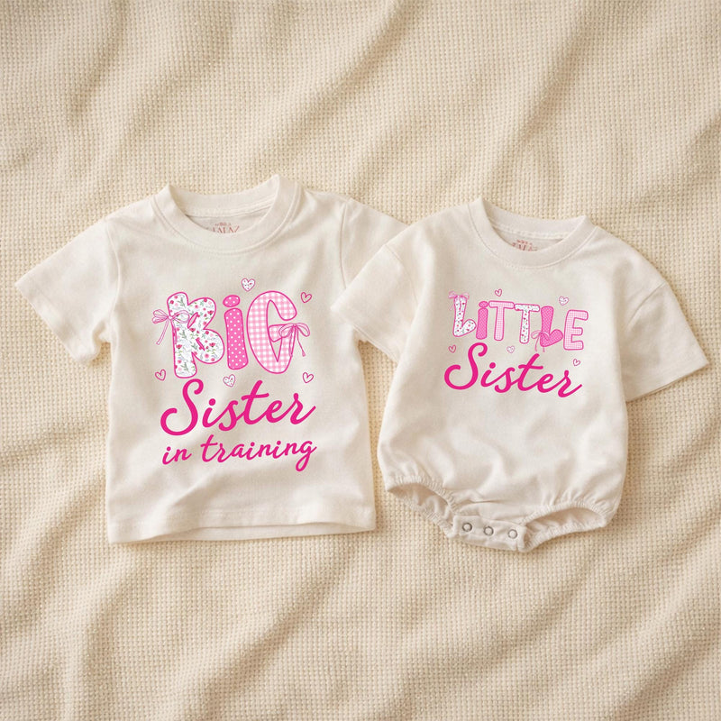 Custom Big Sister Little Sister Matching Shirts for Kids & Babies, Soft Cotton Long Sleeve Rompers, Pregnancy Reveal Outfit, Gift Idea