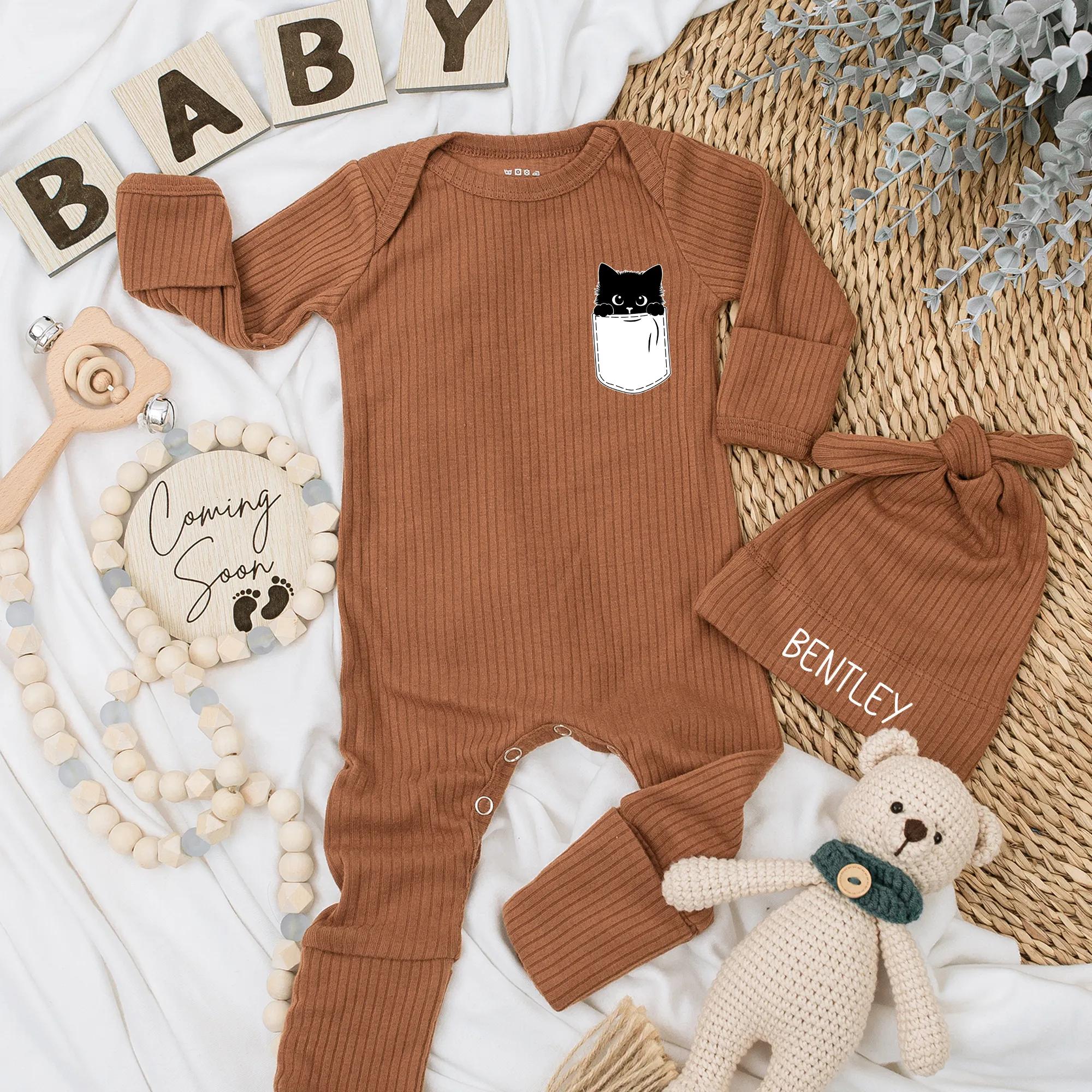 Custom Black Cat Baby Bodysuit Adorable Halloween Infant Outfit Soft Cotton Newborn Romper Ideal Baby Shower Gift Playful Design