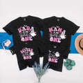 Custom Black Halloween Family Shirts with Pink Spooky One Ghost Design, Long Sleeve Romper, Kids' & Adult T-Shirts for 1st Birthday Outfit