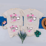 Custom Black Halloween Family Shirts with Pink Spooky One Ghost Design, Long Sleeve Romper, Kids' & Adult T-Shirts for 1st Birthday Outfit