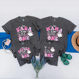 Custom Black Halloween Family Shirts with Pink Spooky One Ghost Design, Long Sleeve Romper, Kids' & Adult T-Shirts for 1st Birthday Outfit