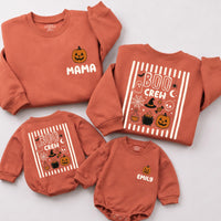 Custom Boo Crew Halloween Matching Family Sweatshirts & Baby Rompers with Pumpkin & Ghost Artwork, Soft Cotton Fall Outfit for All Ages