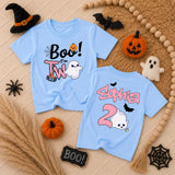 Custom Boo I'm Two Pink Toddler Shirt with Ghost & Pumpkin, Soft Cotton Halloween Birthday Outfit for Girls, Personalized Name Tee