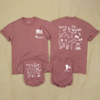 Custom Born to Sparkle 4th of July Matching Family Shirts, Patriotic 1st Birthday Baby Romper and Tee Set, Red White Blue Cotton Outfit