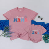 Custom Boy Mama Shirt & Mama’s Boy Romper Matching Outfit, Soft Cotton Mommy & Baby 4th of July Set, Personalized Family Apparel