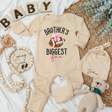 Custom Brother's Biggest Fan Baby Bodysuit Football Theme Newborn Outfit Personalized Gift for Little Sister Cotton Soft and Comfortable