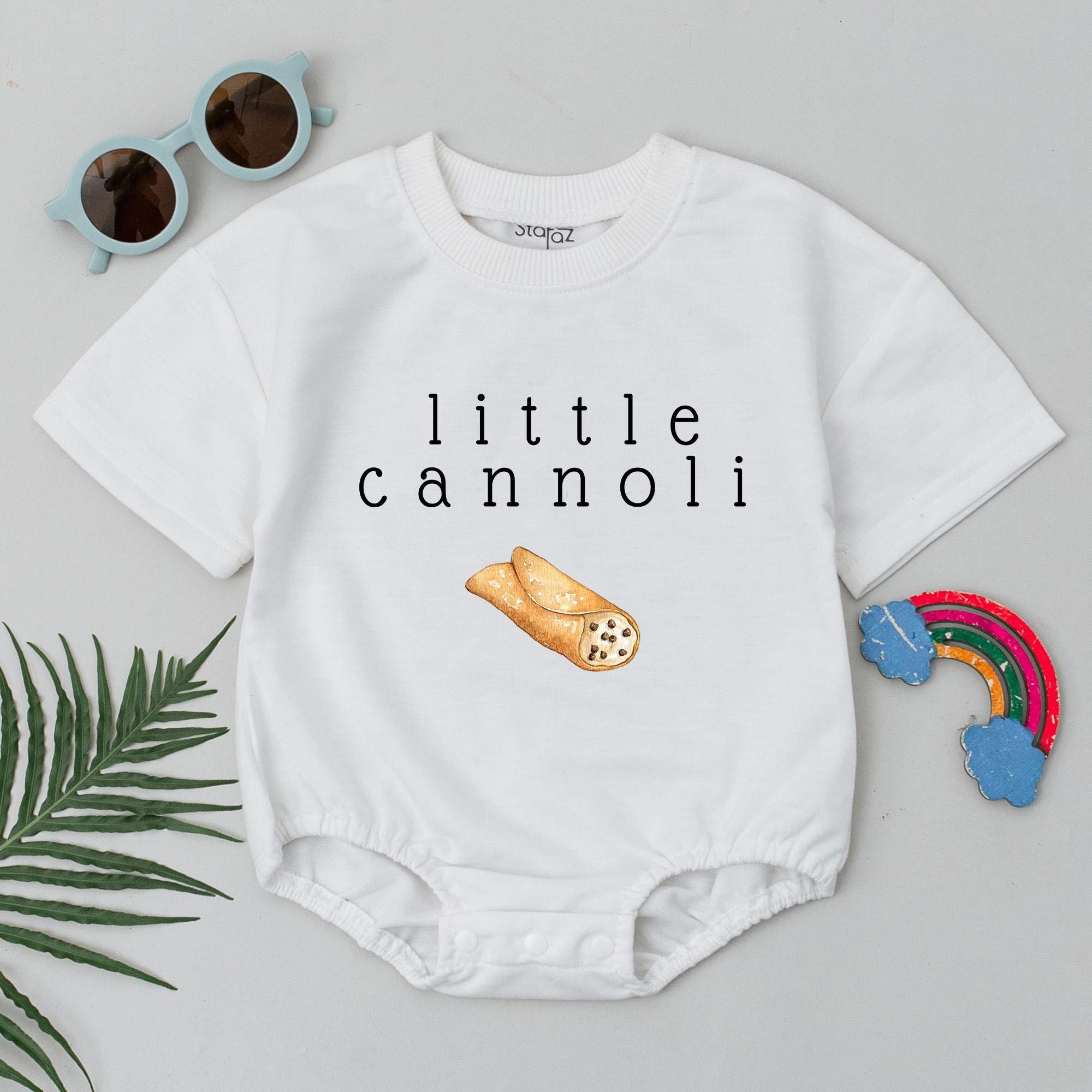 Custom Cannoli Auntie Shirt and Little Cannoli Romper Italian Foodie Baby Clothes Gift Personalized Design Warm Tones Cotton Outfit