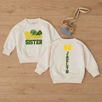 Custom Cheer Sister Romper for Babies & Toddlers, Personalized Game Day Outfit with Pom-Pom & Megaphone Artwork, Soft Cotton, Perfect Gift