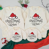 Custom Christmas Family Sweatshirts Personalized Santa Hat Outfit Holiday Crew Apparel for Mom Dad Kids Baby Toddler Festive Gift
