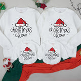 Custom Christmas Family Sweatshirts Personalized Santa Hat Outfit Holiday Crew Apparel for Mom Dad Kids Baby Toddler Festive Gift