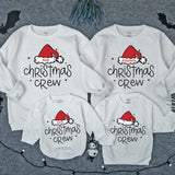Custom Christmas Family Sweatshirts Personalized Santa Hat Outfit Holiday Crew Apparel for Mom Dad Kids Baby Toddler Festive Gift