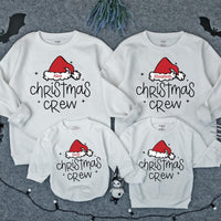 Custom Christmas Family Sweatshirts Personalized Santa Hat Outfit Holiday Crew Apparel for Mom Dad Kids Baby Toddler Festive Gift