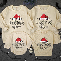 Custom Christmas Family Sweatshirts Personalized Santa Hat Outfit Holiday Crew Apparel for Mom Dad Kids Baby Toddler Festive Gift