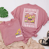Custom Construction Crew Shirt with Excavator Graphic, Baby Romper or Kids' Tee for 1st Birthday, Soft Cotton Family Matching Outfit