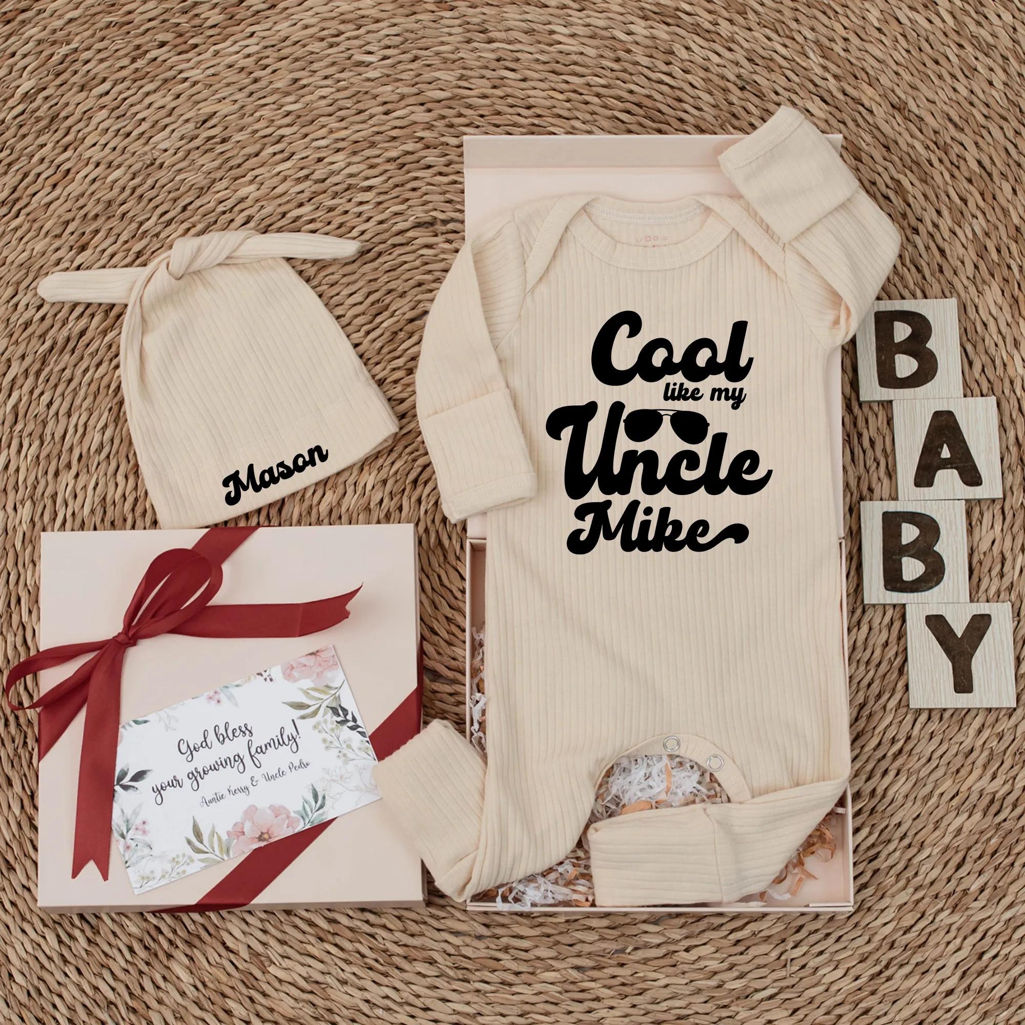 Custom Cool Like My Uncle Mike Baby Bodysuit Personalized Infant Outfit Cute Gift for Baby Shower Comfortable Cotton Light Design