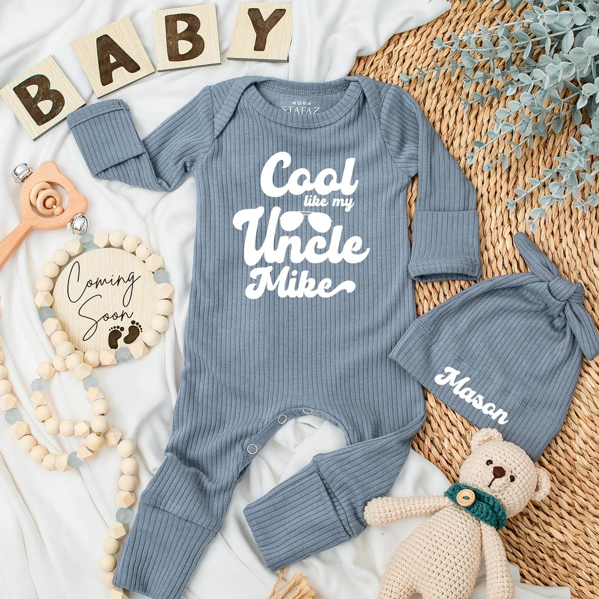 Custom Cool Like My Uncle Mike Baby Bodysuit Personalized Infant Outfit Cute Gift for Baby Shower Comfortable Cotton Light Design