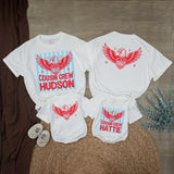 Custom Cousin Crew 4th of July Matching Shirts with Patriotic Eagle Design, Soft Cotton Baby Rompers and Toddler Tees for Independence Day