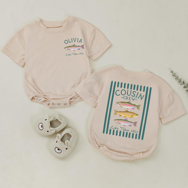Custom Cousin Crew Lake Trip Shirts with Names, Soft Cotton Matching Family Tee & Baby Romper, Summer Vacation Outfit for Kids & Adults