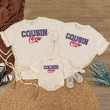 Custom Cousin Crew Matching Family Shirts, Patriotic 4th of July Outfits for Baby, Toddler, Kids, Adults, Soft Cotton USA Design