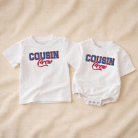 Custom Cousin Crew Matching Family Shirts, Patriotic 4th of July Outfits for Baby, Toddler, Kids, Adults, Soft Cotton USA Design