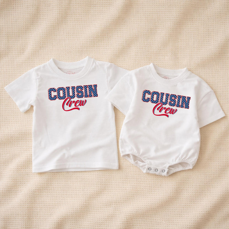 Custom Cousin Crew Matching Family Shirts, Patriotic 4th of July Outfits for Baby, Toddler, Kids, Adults, Soft Cotton USA Design
