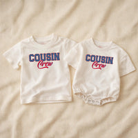 Custom Cousin Crew Matching Family Shirts, Patriotic 4th of July Outfits for Baby, Toddler, Kids, Adults, Soft Cotton USA Design