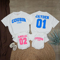 Custom Cousin Squad Matching Shirts & Rompers for Baby, Toddler & Kids - Soft Cotton Personalized Family Outfit for Holidays & Birthdays