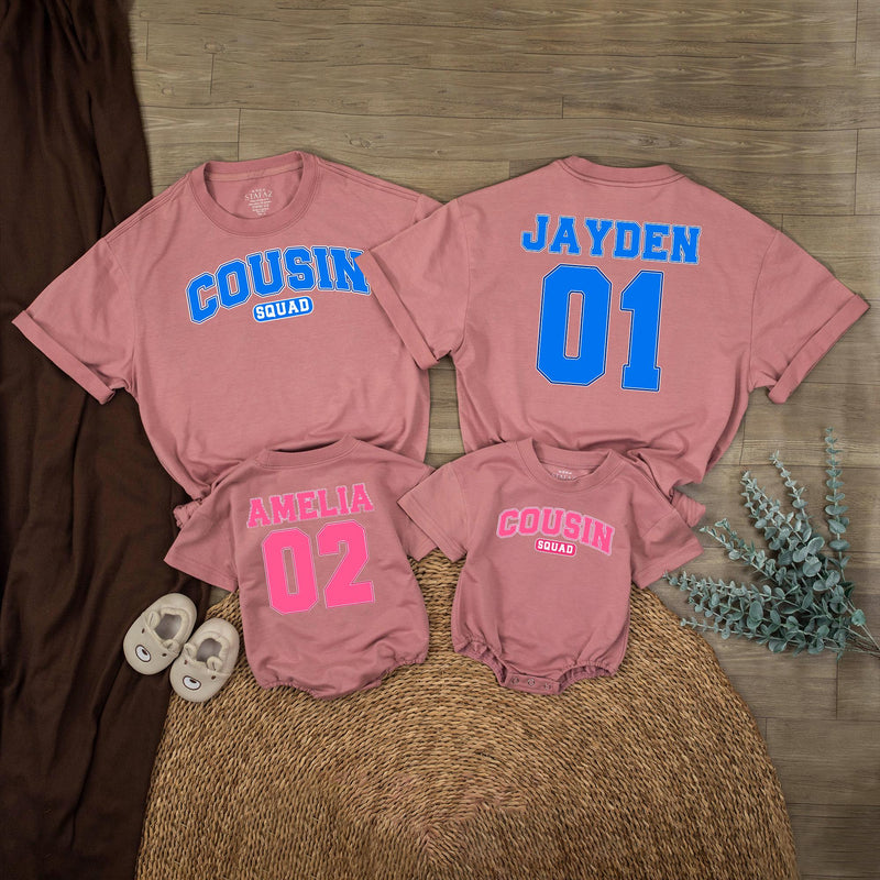 Custom Cousin Squad Matching Shirts & Rompers for Baby, Toddler & Kids - Soft Cotton Personalized Family Outfit for Holidays & Birthdays