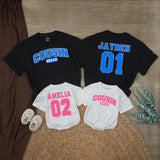Custom Cousin Squad Matching Shirts & Rompers for Baby, Toddler & Kids - Soft Cotton Personalized Family Outfit for Holidays & Birthdays