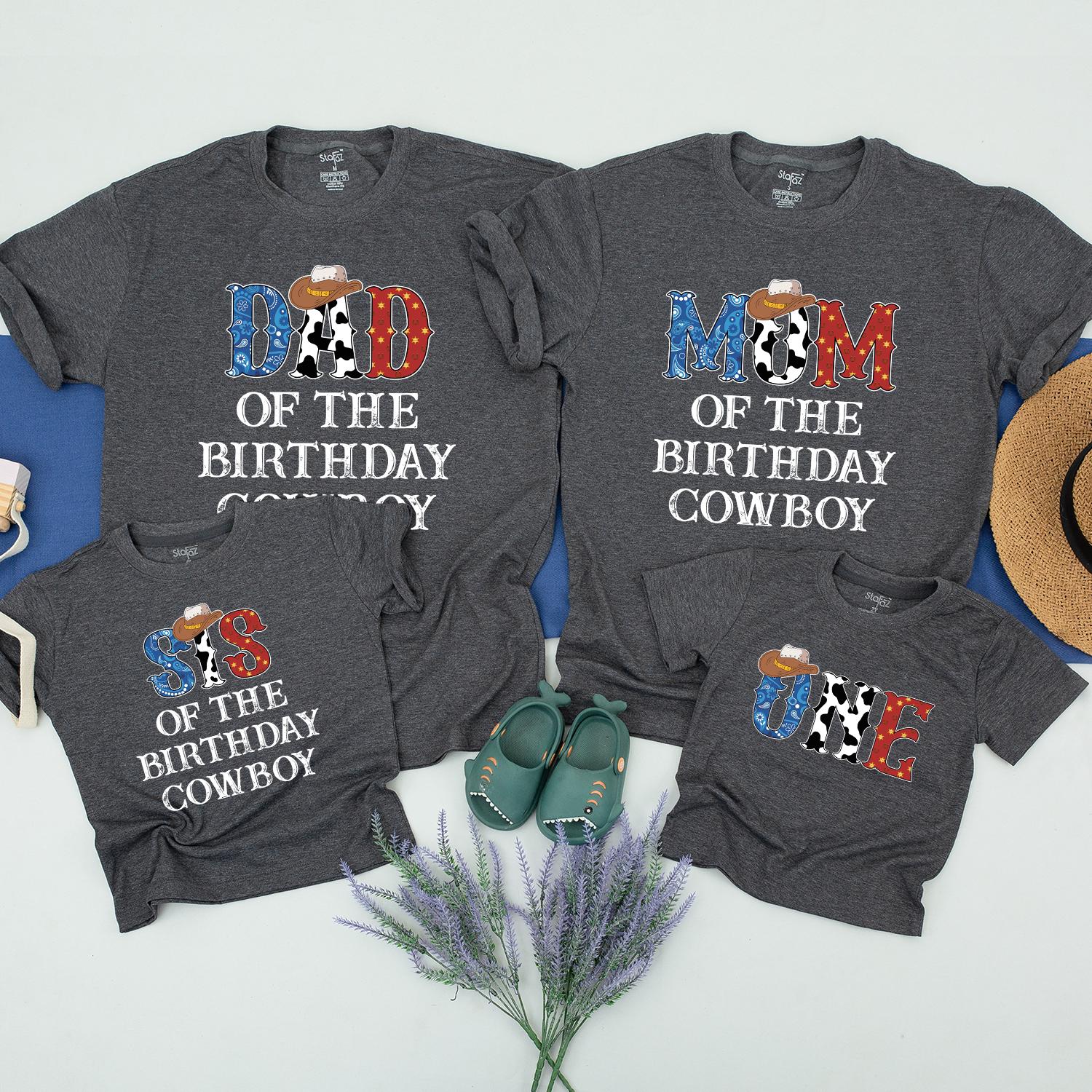 Custom Cowboy Birthday Shirt with Rodeo Theme Family Matching Outfit for Mom Dad Bro One Western Party 1st Birthday Fun Design