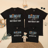 Custom Cowboy First Birthday Shirts for Boys with Blue Leopard Print Western Theme, Matching Family Outfits with Cowboy Hat and Cactus