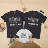 Custom Cowboy First Birthday Shirts for Boys with Blue Leopard Print Western Theme, Matching Family Outfits with Cowboy Hat and Cactus