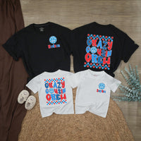 Custom Crazy Cousin Crew Matching Family Shirts with USA Flag Motif, Kids and Toddler Patriotic Outfits, Soft Cotton for 4th of July Fun