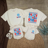 Custom Crazy Cousin Crew Matching Family Shirts with USA Flag Motif, Kids and Toddler Patriotic Outfits, Soft Cotton for 4th of July Fun