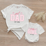 Custom Dad and Daughter Matching Shirts Pink Gingham Family Outfit Est 2026 Father Baby Girl Gift Whimsical Bow Design Cotton Tee