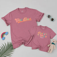 Custom Daddy's Girl Baby Romper & Girl Dad Shirt Set, Retro Floral Design, Soft Cotton, First Father's Day Outfit for Baby & Dad